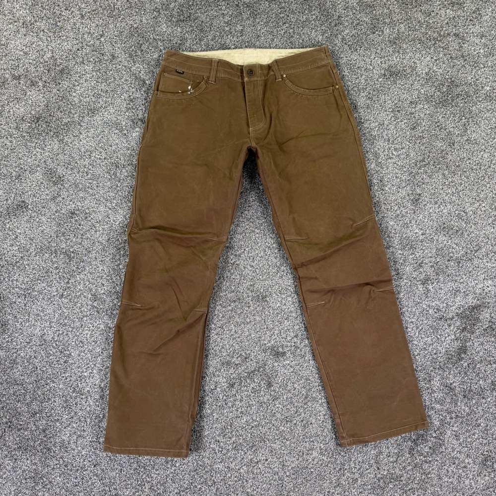 Kuhl Rydr Pants Mens 36x32 Brown Cotton Twill Articulated Knee Hiking Workwear